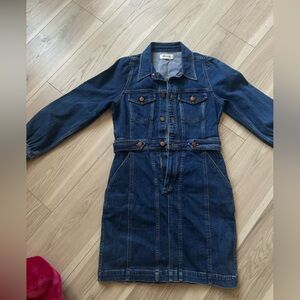 Madewell Dark Blue Denim Skirt with Label Detail